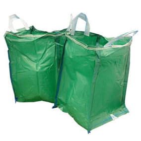 2 x Green Reusable 120 Litres Heavy Duty Garden Waste Sacks With Looped Handles