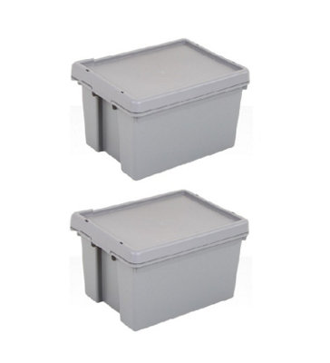 2 x Grey recycled plastic 16L Storage Box