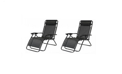 2 x Grey Zero Gravity Chair Lounger