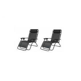 2 x Grey Zero Gravity Chair Lounger