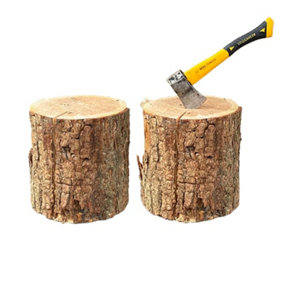 2 x Heavy Duty 100% Natural Firewood Chopping Cutting Log Splitter Block Stumps (Diam) 30-35cm