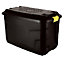 2 x Heavy Duty Black Storage Trunks 60 Litre With Lids Great For Indoor & Outdoor Use