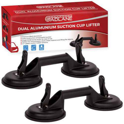 2 x Heavy Duty Dual Aluminium Suction Cup Lifter Glass Puller Bodywork