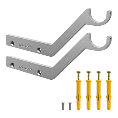 2 x Heavy Duty Metal Curtain Pole Brackets - Nickel Plated - Curtain Rod Holder - Curtain Pole Hero