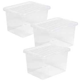 2 x Heavy Duty Multipurpose 20 Litre Home Office Clear Plastic Storage Containers With Lids
