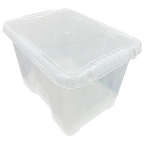 2 x Heavy Duty Multipurpose 24 Litre Home Office Clear Plastic Storage Containers With Lids