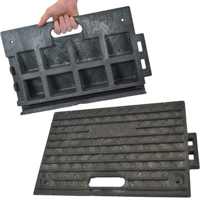 2 x Heavy Duty Portable Non-Slip Rubber Threshold Kerb Ramps