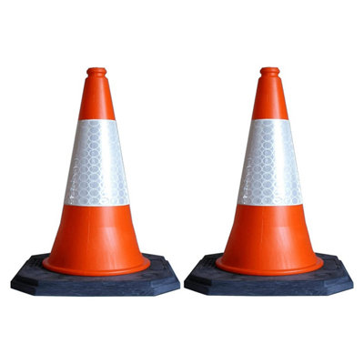 2 x High Visibility Self Weighted 75cm Wind Resistant Portable Heavy Duty Reflective Orange Safety Traffic Cones