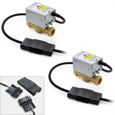 2 x Honeywell Home V4043H 1056 2 Port Motorised Zone Valve 22mm + 2 x Easy 5-Way Wiring Connector (Twin Pack)