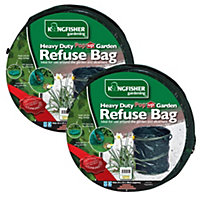 2 x Kingfisher Spring Pop Up Garden Tidy Leaf Waste Grass Cuttings Bag Bucket