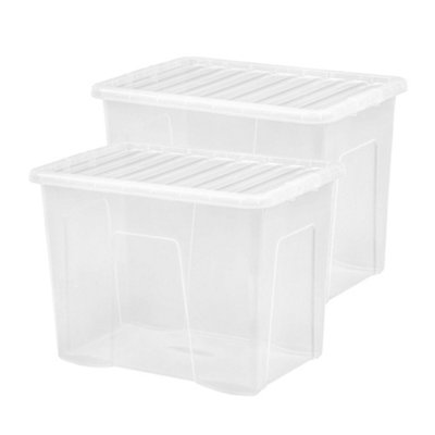 2 x Large 80 Litres Crystal Clear 60 x 40 x 42cm Transparent See ...