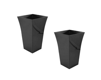 2 x Large Black Milano 10101801202 Upright Planter