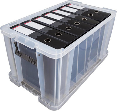 2 x Large Clear Stackable Nestable 10 Litre Storage Containers With Clip Locked Lids & Strong Handles