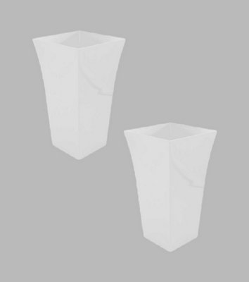 2 x Large White Milano 10101801205 Upright Planter