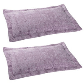 2 x Lavender Candlewick Pillow Shams - Soft & Lightweight 100% Cotton Pillow Cover Cases with Wave Design - Measure W66 x D51cm
