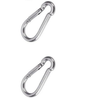 2 x M5 x 50mm Snap Hooks Carabiner Heavy Duty BZP Hook Keychain Clips