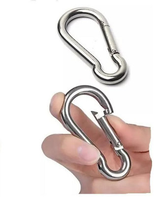 2 x M5 x 50mm Snap Hooks Carabiner Heavy Duty BZP Hook Keychain Clips