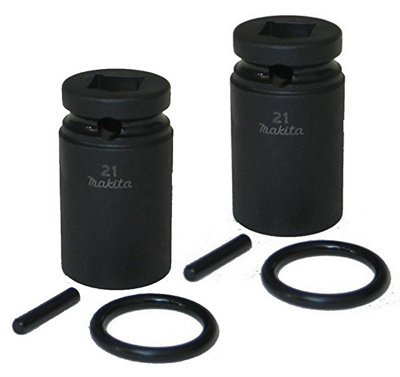 2 x Makita 134833-2 1/2" 21mm Scaffolders Impact Socket 52mm Long Retaining Pin