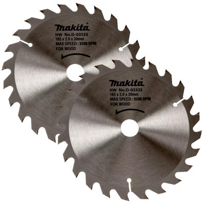 2 x Makita D-03333 Circular Saw Blade 165 X 20 24 Teeth - DSS611 DSS610 DHS680