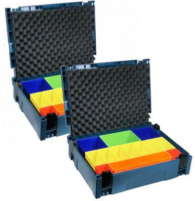 2 x Makita MAKPAC 1 Organiser Coloured Container Stackable Tool Case Toolbox