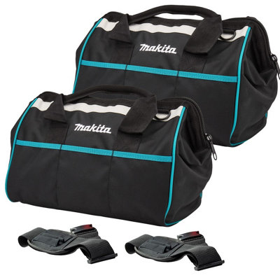2 x Makita Tradesmans Holdall Tool Bag 15" 36cm Blue Black Pockets + Strap