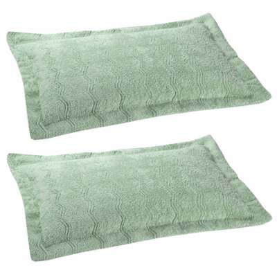 2 x Mint Candlewick Pillow Shams Soft & Lightweight 100 Cotton