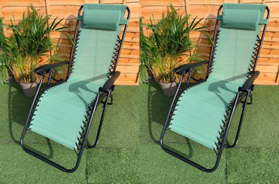 2 x Mint Green Zero Gravity Chair Lounger - 5