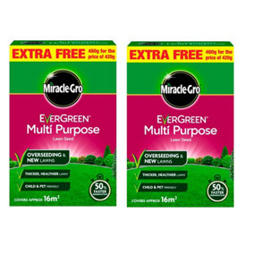2 x Miracle-Gro Evergreen Multi Purpose Lawn Seed 480g