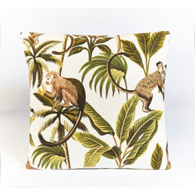 2 x Monkey Summer Scatter Cushions - Square Filled Pillows for Home Garden Sofa, Chair, Bench, Seating Furniture - 43 x 43cm