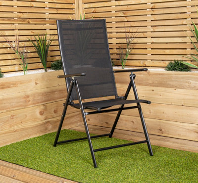 2 x Multi Position High Back Reclining Garden / Outdoor Folding Chair in Black - 3