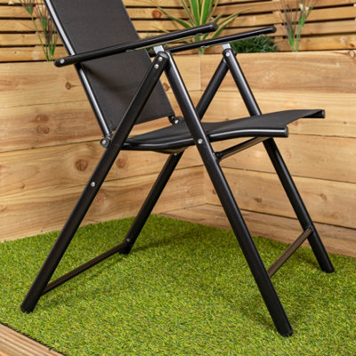 2 x Multi Position High Back Reclining Garden / Outdoor Folding Chair in Black - 6