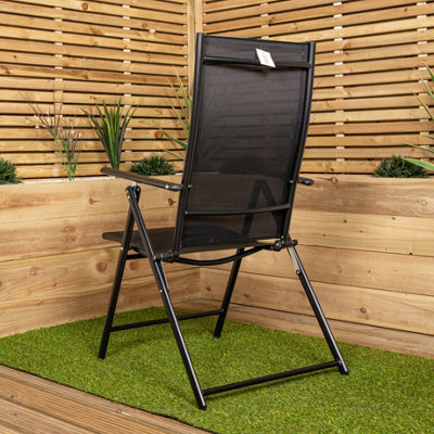 2 x Multi Position High Back Reclining Garden / Outdoor Folding Chair in Black - 7