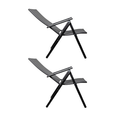 2 x Multi Position High Back Reclining Garden / Outdoor Folding Chair in Black - 8