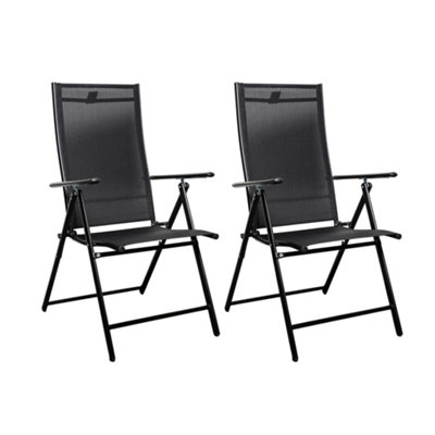 2 x Multi Position High Back Reclining Garden / Outdoor Folding Chair in Black - 9