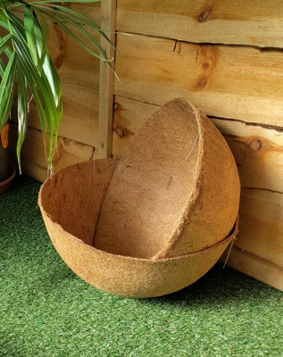 2 x Natural Coco Hanging Basket Liner Cupped Shaped Coco Liner for a 14