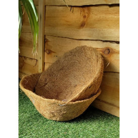2 x Natural Coco Hanging Basket Liner Cupped Shaped Coco Liner for a 16 Inch Basket
