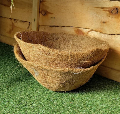 2 x Natural Coco Hanging Basket Liner Cupped Shaped Coco Liner for a 16 ...