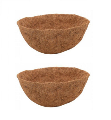 2 x Natural Coco Hanging Basket Liner Cupped Shaped Coco Liner for a 16 ...