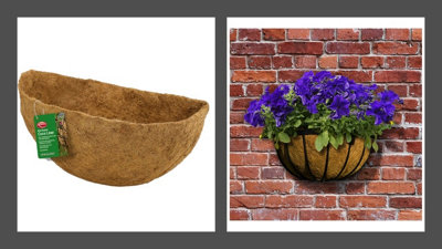 2 x Natural Coco Wall Basket Liner Pre-moulded for a 14 Inch Wall Basket