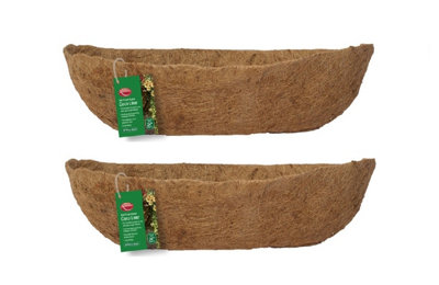 2 x Natural Coco Wall Trough Liner Cupped Shaped Coco Liner for a 24 Inch Wall Trough Basket