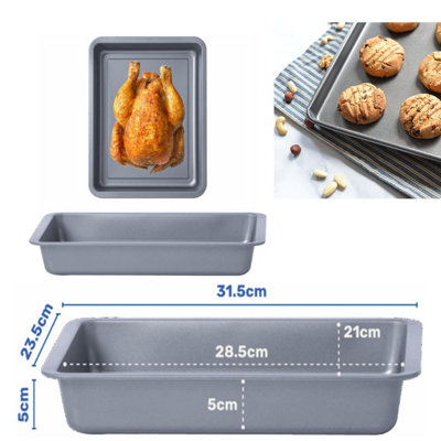 2 x Non Stick Deep Tray 31cm Perfect for Cooking, Baking & Roasting