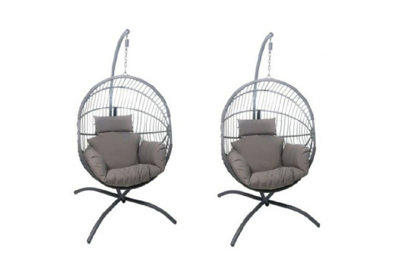 Belham living bali resin wicker hanging 2024 egg chair with cushion and stand