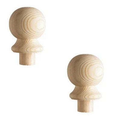 2 x Pine Full Ball Stair Newel Cap For Stair Post BCMC2P