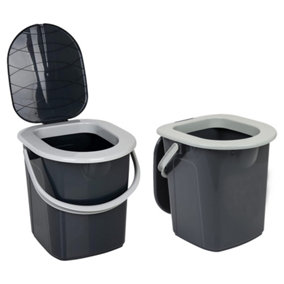 2 x Portable Lightweight 22 Litre Camping Toilet With Seat & Lid