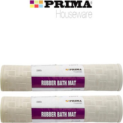 2 X Prima Rubber Bath Mat 53X35 CM Non Slip Suction Cups Floor Shower Grip