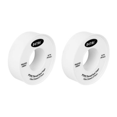 2 x PTFE Teflon Threaded Sealing Tape Adhesive Plumbers Water Tight 12m x 12mm