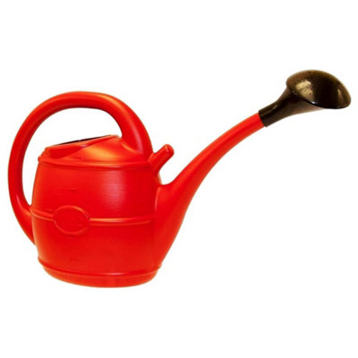 2 x Red 10 Litre Lightweight Garden Watering Cans With Sprinkler Rose Heads & Handles