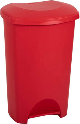 2 x Red 50L Recycling Commercial Medical Utility Waste Trash Pedal Bins With Hands Free Foot Pedal Operation