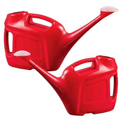 2 x Red 6L Lightweight Watering Can With Handle & Sprinkler Head Suitable For Watering Plants, Tubs, Pots & Hanging Baskets