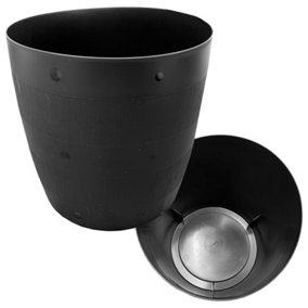 2 x Round Black Barrel Planter Pot For Gardening, Herbs, Flowers & Vegetables
